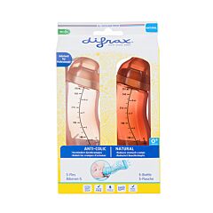 Difrax S-Fles Natural 250ml Duopack Bruin/ Roze 1 stuk