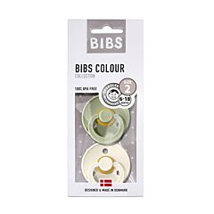 Bibs Fopspeen Duo Sage/ Ivory 6-18M 2 Stuks