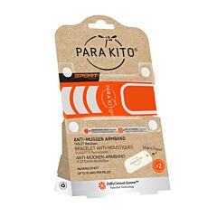 Parakito Bracelet Sport Orange Anti-Moustiques + 2 Recharges