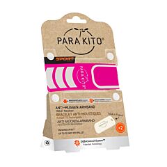 Parakito Bracelet Sport Rose Anti-Moustiques + 2 Recharges