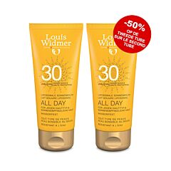 Louis Widmer Sun All Day Lait Solaire Liposomal IP30 Avec Parfum Tube PROMO 2x100ml