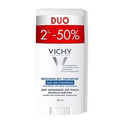 Vichy Deodorant Stick Zonder Aluminiumzouten 24u Promo Duo 2e -50% 2x40ml