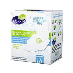 Unyque Bio Serviettes Extra-Fines 100% Bio - Normal - 10 Pièces