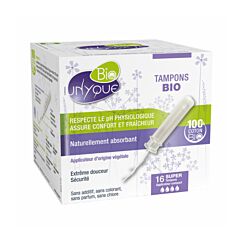 Unyque Bio Tampons Bio - Super avec Applicateur Compact - 16 Pièces