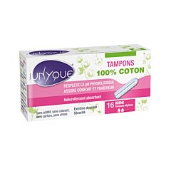 Unyque Tampons 100% Coton - Mini Sans Applicateur - 16 Pièces