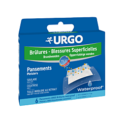 Urgo Waterproof Pleisters Brandwonden/ Oppervlakkige Wonden - 5x7cm - 6 Stuks