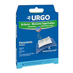 Urgo Waterproof Pleisters Brandwonden/ Oppervlakkige Wonden - 10x7cm - 4 Stuks