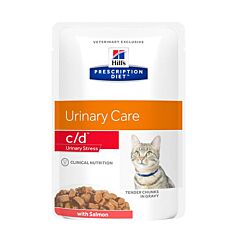 Hills Prescription Diet Urinary Stress C/D Kattenvoer Zalm Maaltijdzakje 12x85g