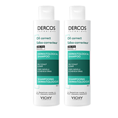 Vichy Dercos Sebumregulerende Shampoo Vet Haar Duo Promo 2e -50% 2x200ml