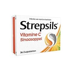 Strepsils Orange Vitamine C Maux de Gorge 36 Pastilles à Sucer