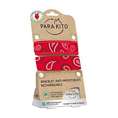 Parakito Adultes Bracelet Rouge Anti-Moustiques 1 Pièce + GRATUITS Bandana & 2 Recharges
