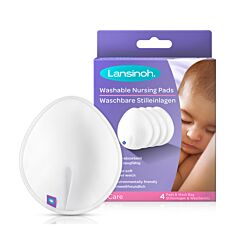 Lansinoh Coussinets d'Allaitement Lavables 4 Pièces + Sachet de Protection pour Lavage 1 Pièce