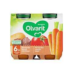 Olvarit Stoofpotje Wortel/ Rundvlees 6M+  2x200g