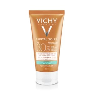 Vichy Capital Soleil Emulsion Anti-Brillance Toucher Sec Peau Sensible Mixte à Grasse IP30 Tube 50ml