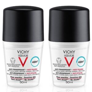 Vichy Homme Déodorant Anti-Transpirant Anti-Traces 48h Roll-On Duo 2x50ml PROMO 2ème -50%