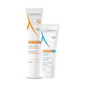 A-Derma Protect Fluide Invisible IP50+ Tube 40ml + GRATUIT Lait Réparateur Après-Soleil Tube 100ml