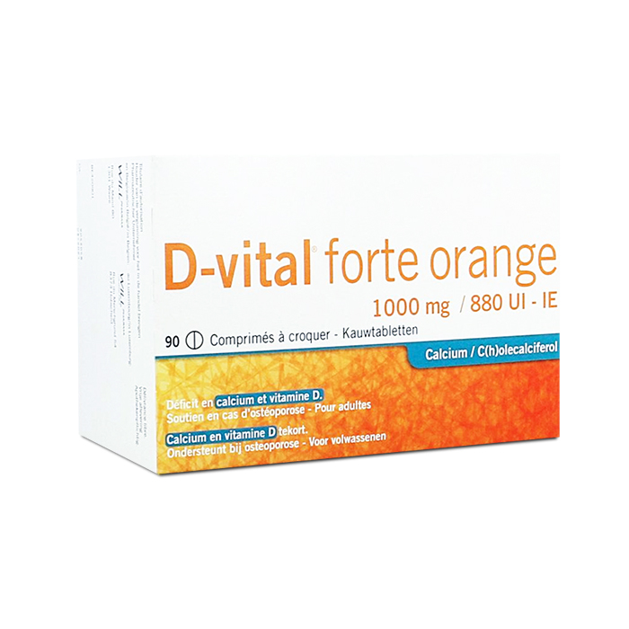 Image of D-Vital Forte Sinaasappel 1000mg/880 IE 90 Kauwtabletten 