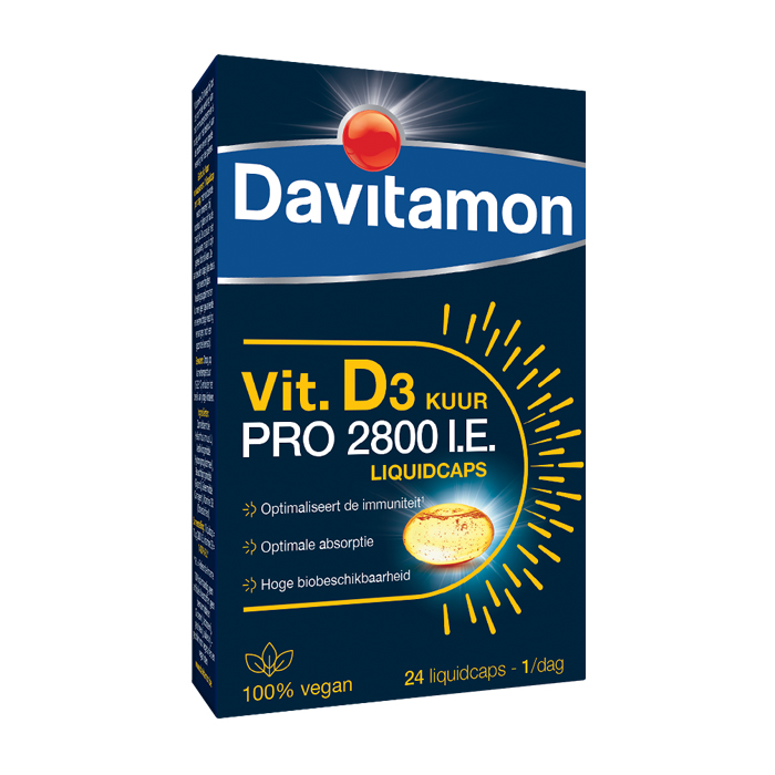 Image of Davitamon Vitamine D3 Kuur Pro 2800 I.E. 24 Capsules 