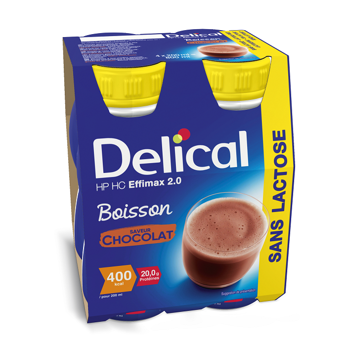Image of Delical HP-HC Effimax 2.0 Drink Zonder Lactose Chocolade 4x200ml