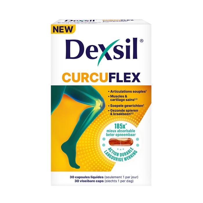 Image of Dexsil CurcuFlex - gewrichten, spieren, kraakbeen – kurkuma, vit. C &amp; D - 30 Capsules