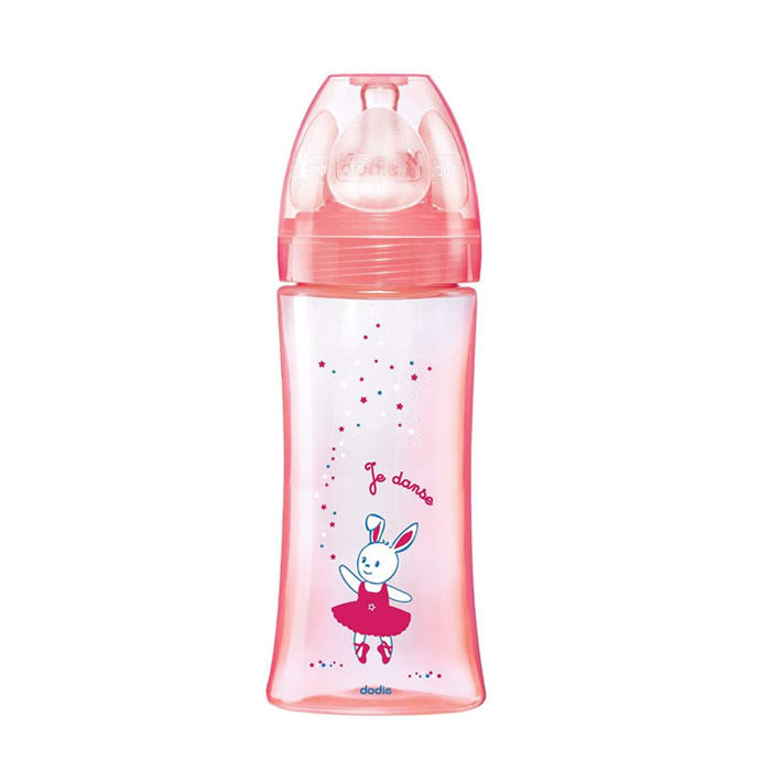 Image of Dodie Initiation+ Roze Danseres 3 Snelheden Zuigfles 330ml 