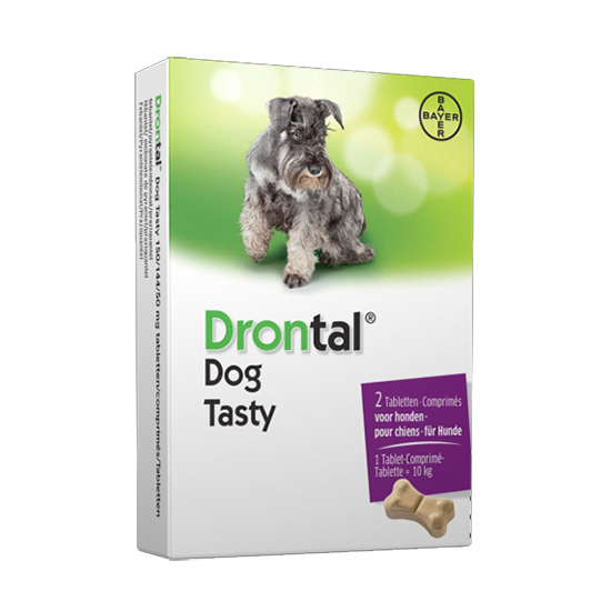 Image of Drontal Hond Tasty Bone Ontworming 2 Tabletten 