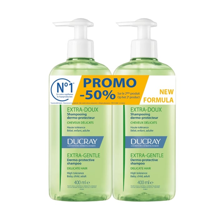 Image of Ducray Extra-Doux Huidbeschermende Shampoo 2x400ml Promo 2de -50% 