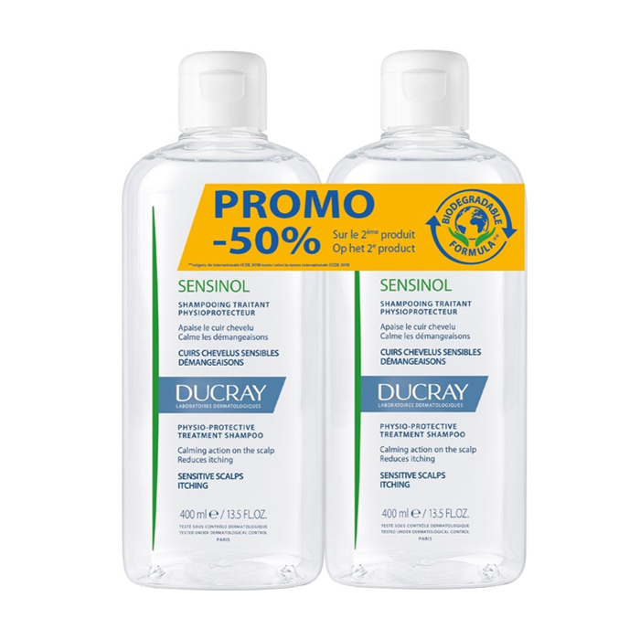 Image of Ducray Sensinol Beschermende Shampoo - Gevoelige Hoofdhuid - 2x400ml Promo 2de -50% 