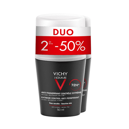 Image of Vichy Homme Deodorant Roller 72u Promo Duo 2e -50% 2x50ml 