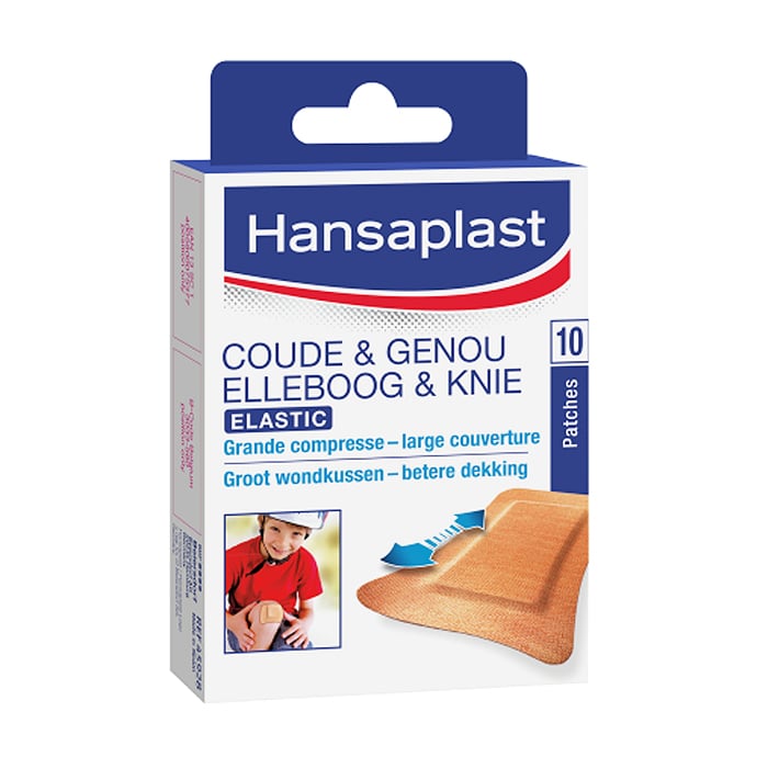 Image of Hansaplast Elleboog &amp; Knie Elastic Pleister 10 Patches 