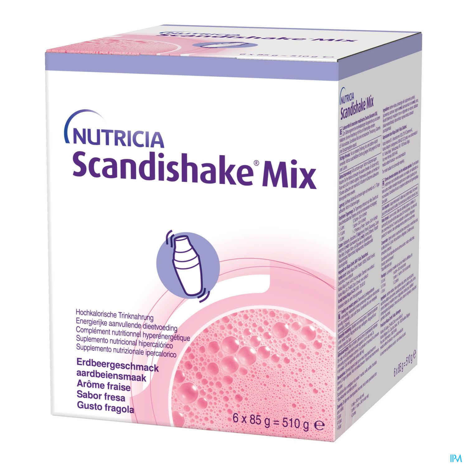 Image of Nutricia Scandishake Mix Aardbei 6x85g Zakjes