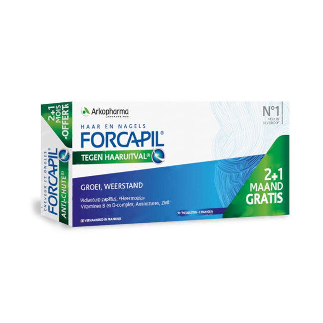 Image of Forcapil Tegen Haaruitval 90 Tabletten Promo 2+1 Maand GRATIS 