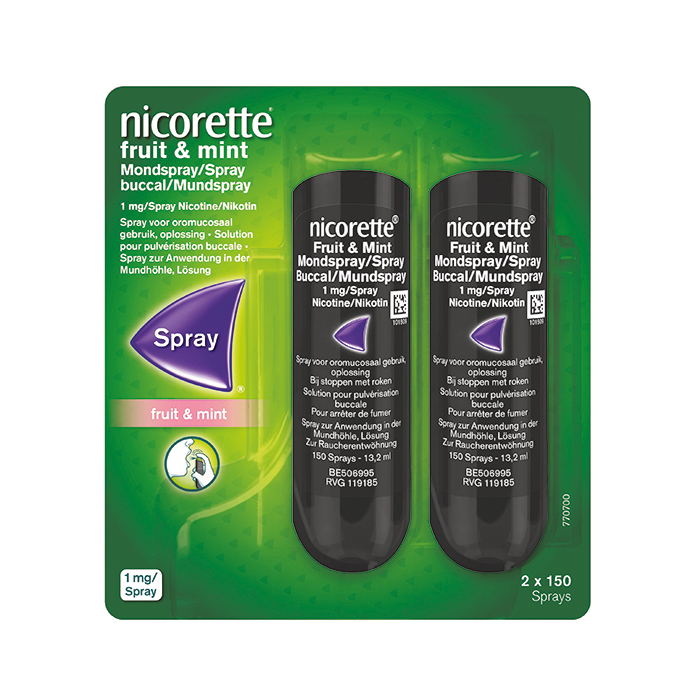 Image of Nicorette Fruit &amp; Mint 1 Mg Spray 2x150 Dosissen