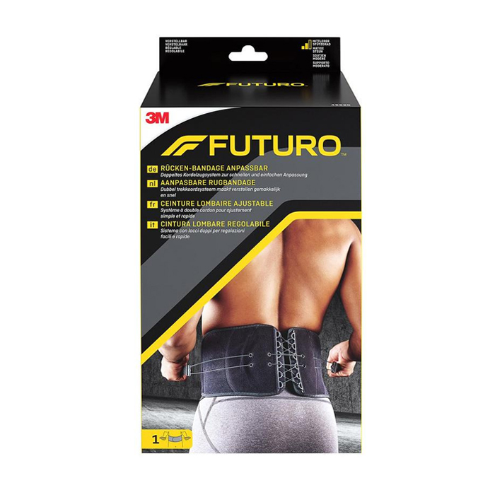 Image of Futuro Rugbandage Zwart - Aanpasbaar - 1 Stuk