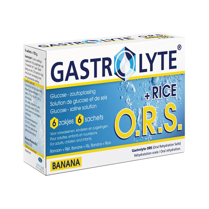 Image of Gastrolyte O.R.S. - Banaan + Rijst - 6 Poederzakjes