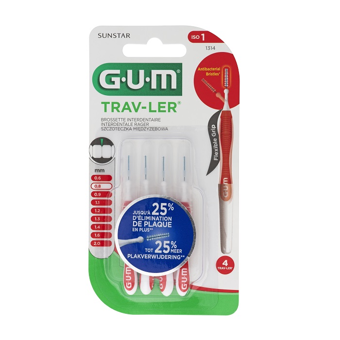 Image of Gum Trav-Ler Interdentale Borstel 0,8mm 4 Stuks