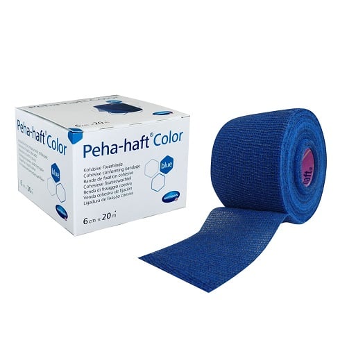 Image of Hartmann Peha-Haft Color Latexfree Blue Cohesieve Fixatiezwachtel 6cmx20m 1 Stuk