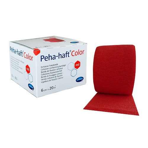 Image of Hartmann Peha-Haft Color Latexfree Red Cohesieve Fixatiezwachtel 6cmx20m 1 Stuk