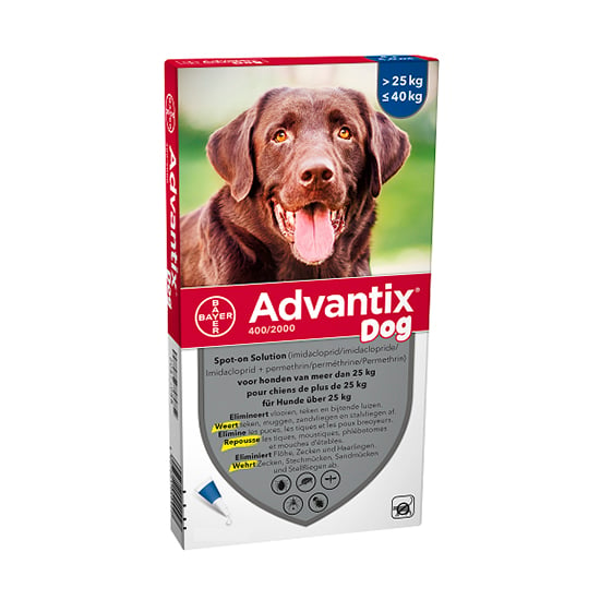 Image of Advantix Hond 25<40kg Bestrijding &amp; Preventie Vlooien/Teken 6x4,0ml