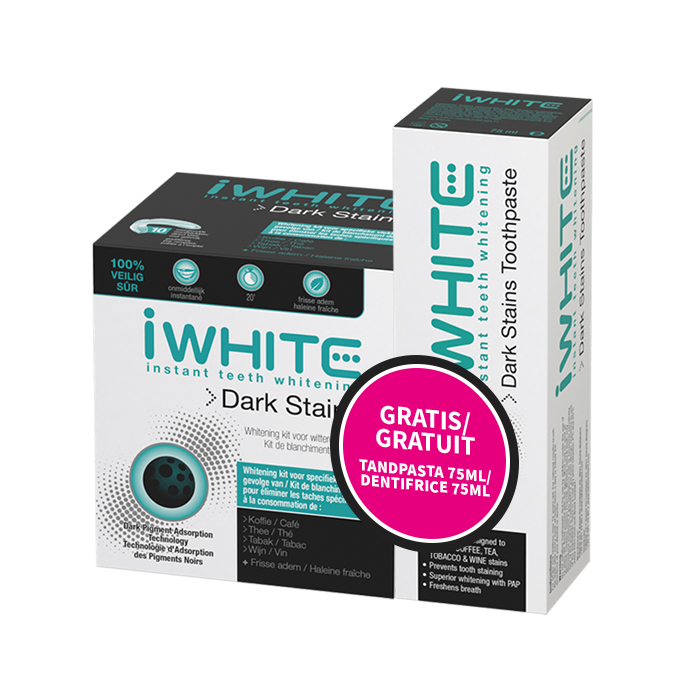 Image of iWhite Dark Stains Kit 10 Stuks + GRATIS Instant Teeth Whitening Tandpasta 75ml 
