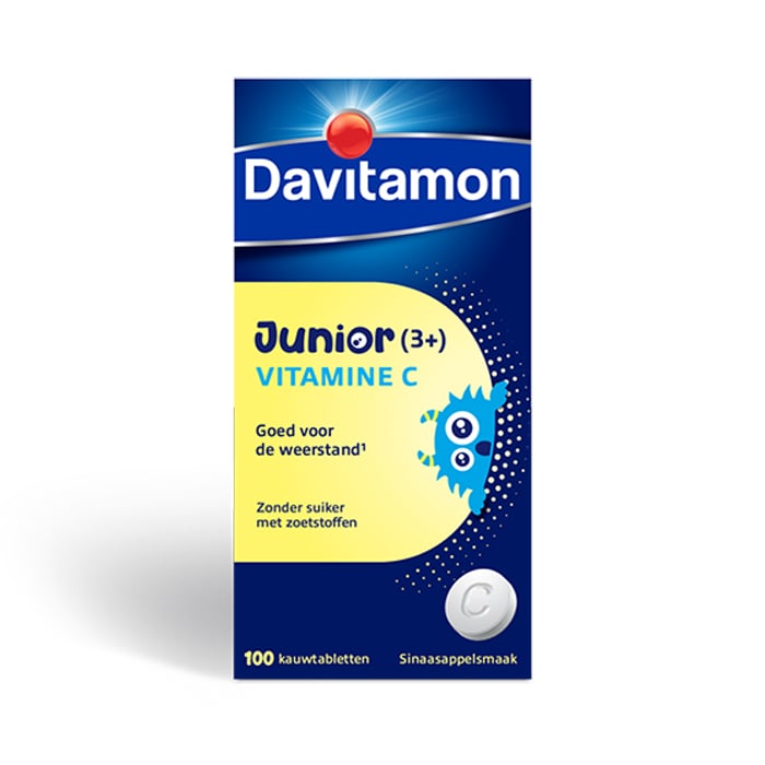 Image of Davitamon Junior Vitamine C 3+ Jaar Sinaasappelsmaak 100 Tabletten 