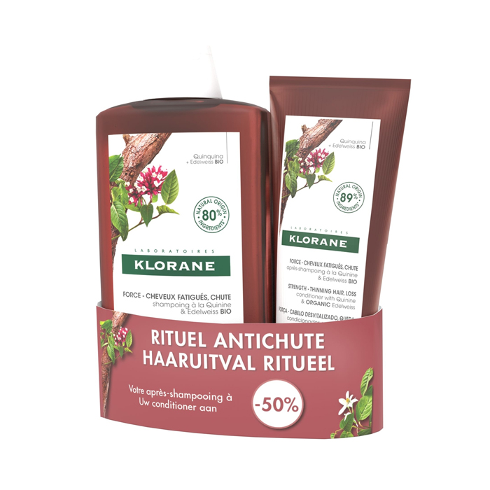 Image of Klorane Haaruitval Ritueel Shampoo 400ml + Conditioner 200ml PROMO - 50% 