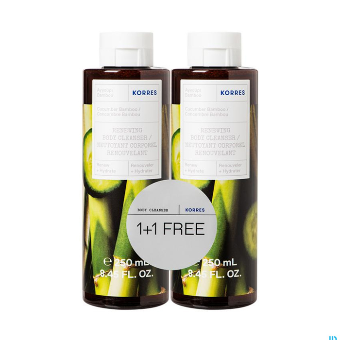 Image of Korres Renewing Body Cleanser Cucumber Bamboo 250ml Promo 1+1 GRATIS 