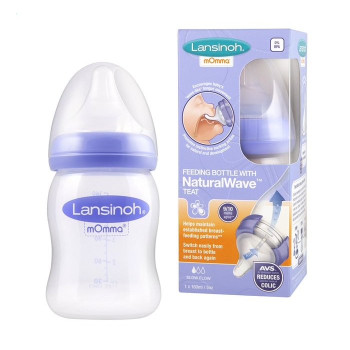 Image of Lansinoh Zuigfles 160ml + NaturalWave Speen 1 Stuk 