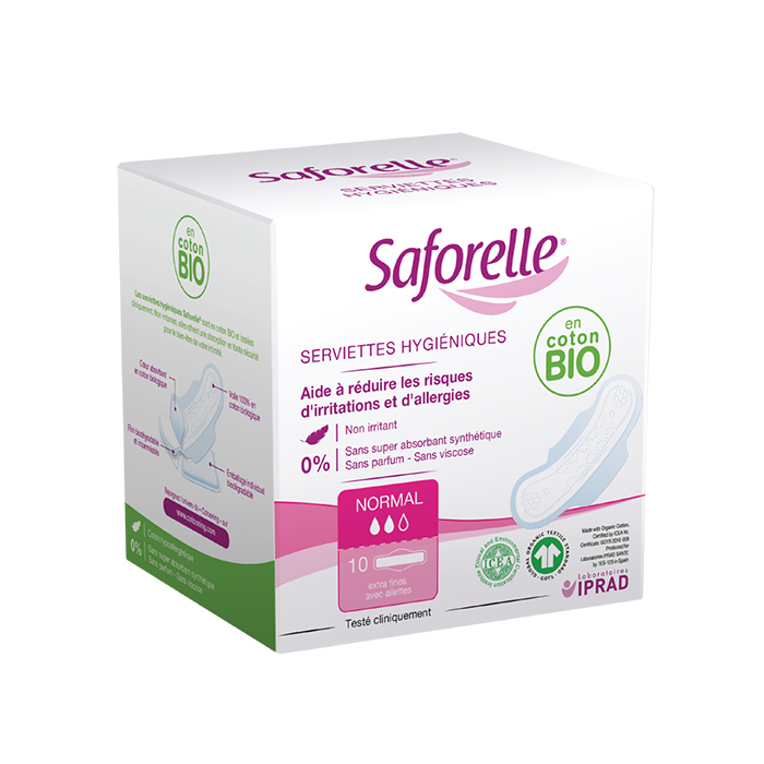 Image of Saforelle Coton BIO Maandverbanden Normaal 10 Stuks