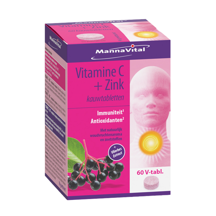 Image of MannaVital Vitamine C + Zink + Vlier 60 Kauwtabletten