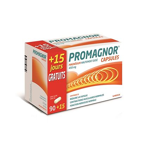 Image of Promagnor Magnesium 450mg 90 Capsules + 15 Gratis 