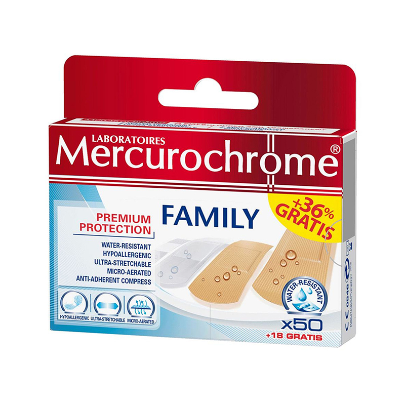 Image of Mercurochrome Familie 50 Pleisters +18 Gratis 