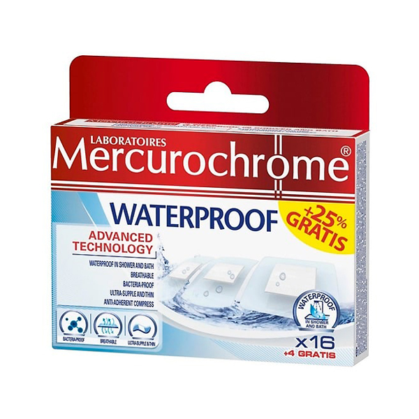 Image of Mercurochrome Waterproof 16 Pleisters + 4 Gratis 