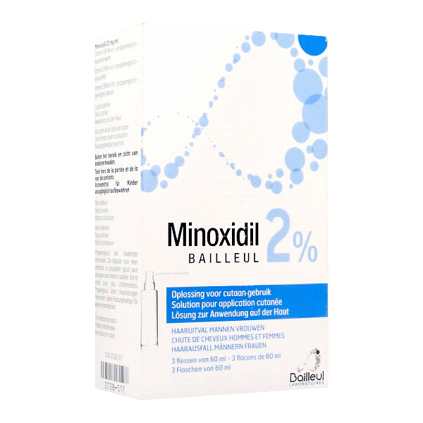 Image of Minoxidil Biorga 2% Haaruitval Mannen / Vrouwen Fles 3x 60ml 